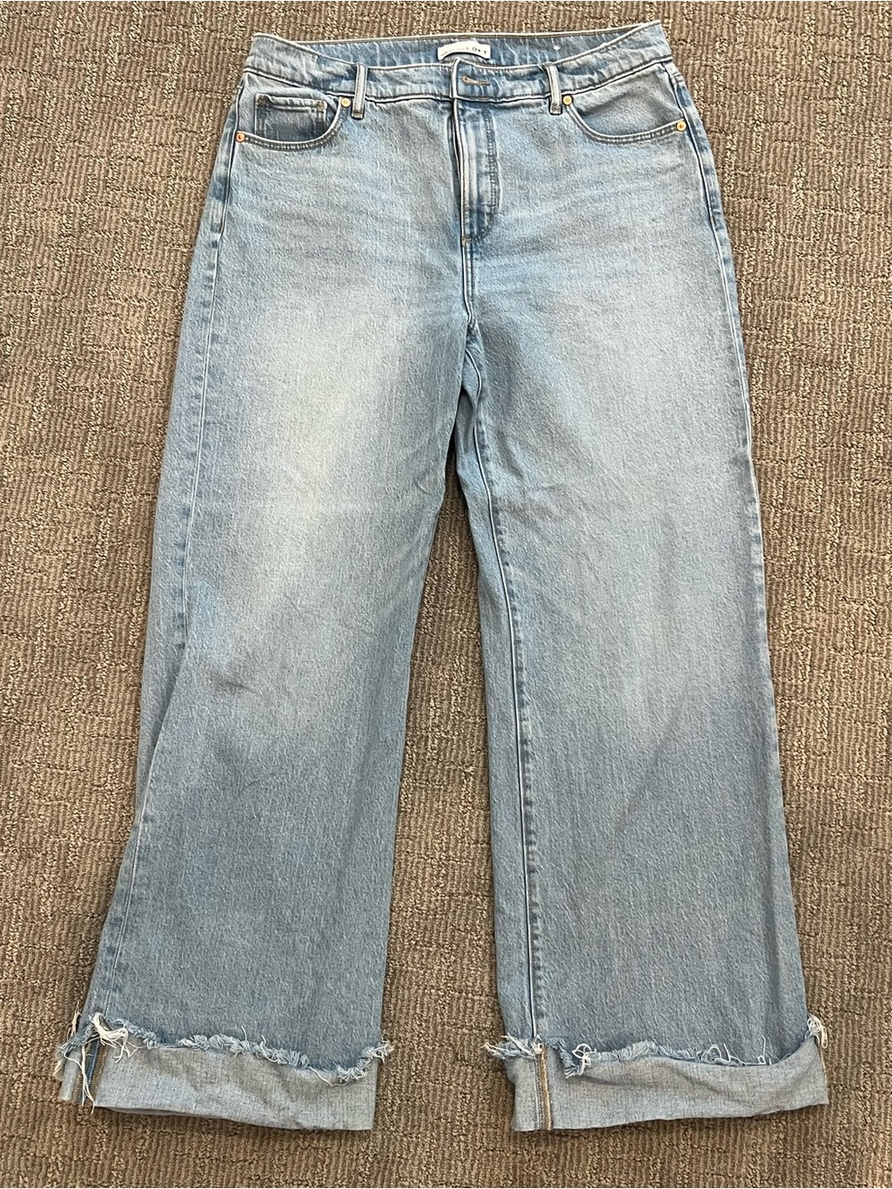 LOFT Light Blue Wide-Leg Jeans with Frayed Cuff